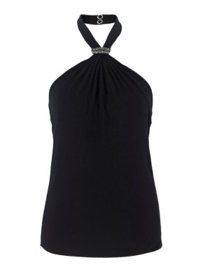 Gucci Black Crystal Halterneck Top