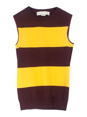 Stella McCartney Burgundy and Yellow Striped Tank Top
