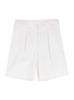 Ermanno Scervino White Wool Pleated-Leg Tailored Shorts