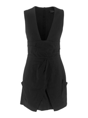 Isabel Marant V-Neck Tulip Hem Little Black Dress