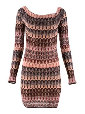 Missoni Knit Draped Boat Neckline Fitted Mini Dress