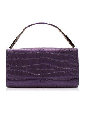 Gianni Versace Purple Croc Embossed Clutch