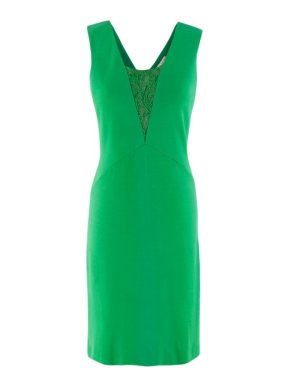 Emilio Pucci Green Fitted Lace Insert Dress