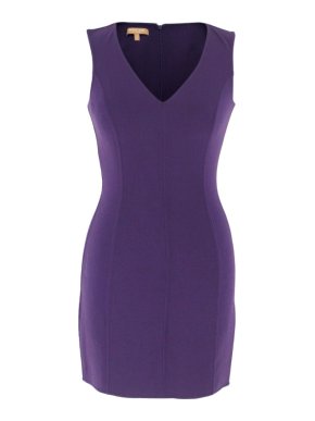 Michael Kors Collection Purple Fitted V-Neck Mini Dress