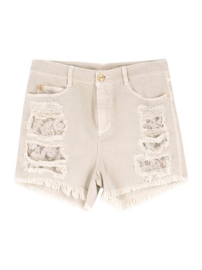 Ermanno Scervino Distressed Sequin-Embellished Denim Shorts
