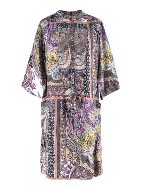 Etro Paisley Silk Pattern Collarless Shirt Dress