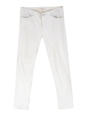 J Brand Cream Leather Slim-Fit Trousers