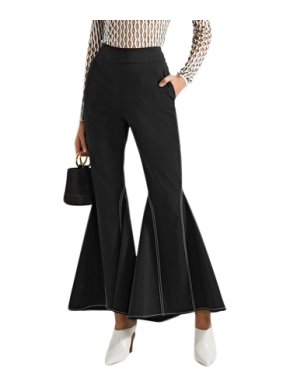 Beaufille Contrast-Stitch Black-Flared Trousers