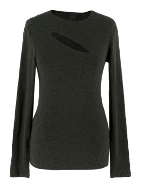 Donna Karan Grey Cut-Out Top