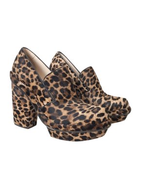 Simone Rocha Leopard Print Calf-Hair Platform Heel Pumps