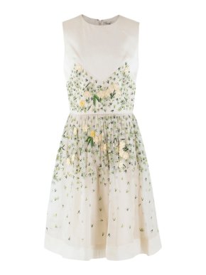 Temperley London floral-embroidered sleeveless silk dress