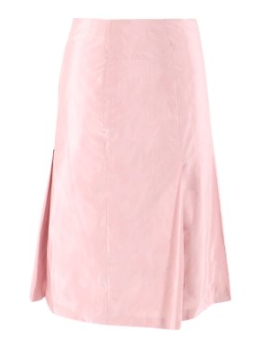 Marina Rinaldi midi-length pleated pink taffeta skirt