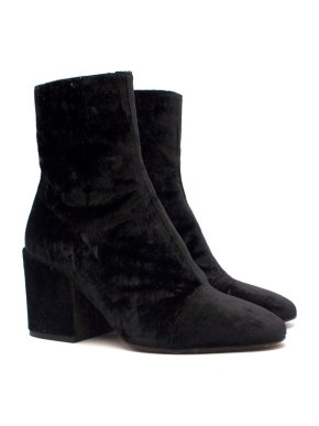 Dries Van Noten Black Velvet Ankle Boots