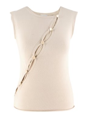 Armani collezioni chiffon-insert beige knit sleeveless top