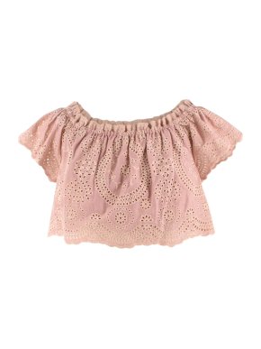 Love Shack Fancy Blush Cotton Broderie Anglaise Cropped Top