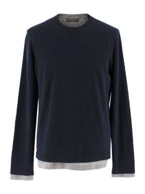 Bamford & Sons cashmere navy & grey layered sweater