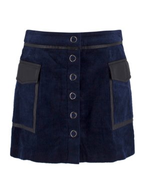 Ramy Brook  'Drea' Navy Corduroy and Leather Skirt