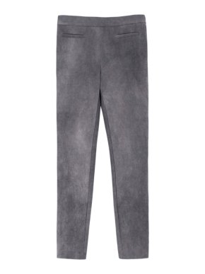 Milly high-rise stretch faux-suede grey leggings