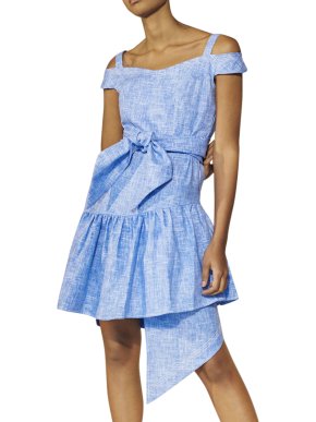Paper London Pear sky-blue weave dress