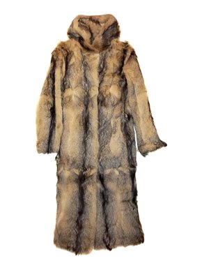 C&A hooded fox fur long coat