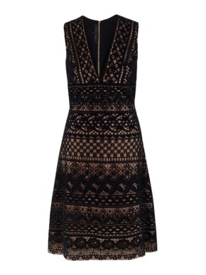 Elie Saab Black Lace-Overlay A-line Dress