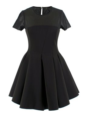 Maje Tulle-Yoke Black A-line Dress