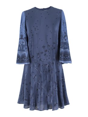 Valentino Metamorphosis Blue Crepe de Chine Mini Dress