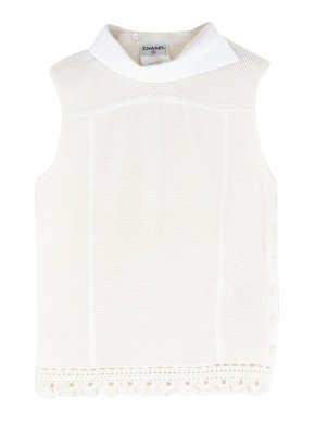 Chanel Ivory Crochet Sleeveless Shirt