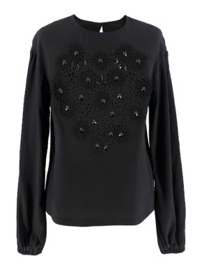 Dolce & Gabbana embellished silk crepe de Chine top
