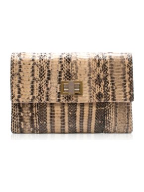 Anya Hindmarch Beige Python Valorie Clutch Bag