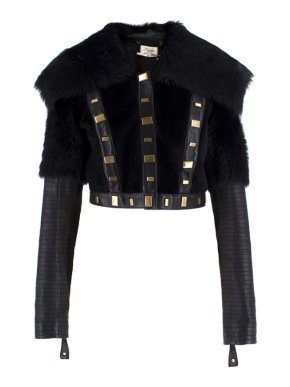 Temperley studded shearling & leather cropped jacket