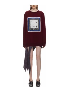 Self-Portrait logo-print burgundy cotton sweatshirt