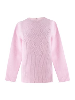 No.21 pink bonded-wool cable knit sweater