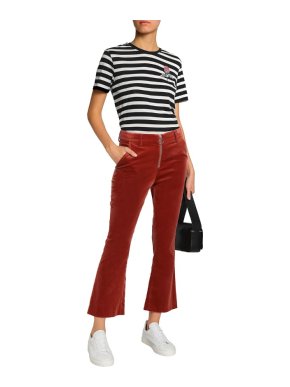 Frame Spice cropped kick-flare velvet trousers