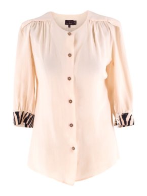 Mulberry pink collarless chiffon shirt