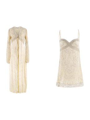 La Perla Yellow Silk & Lace Slip and Dressing Gown Set