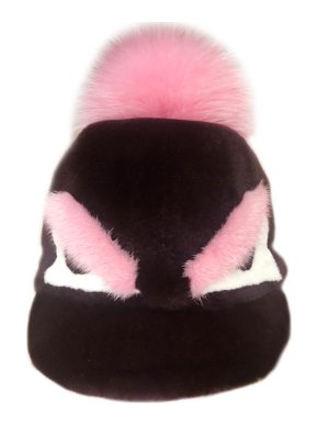 Bespoke Mink hat in burgundy and pink