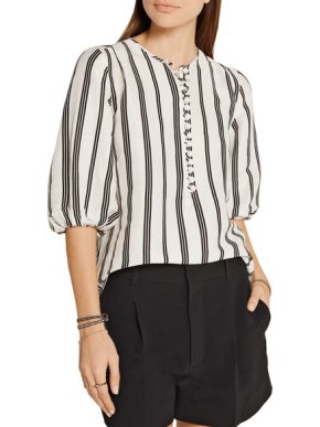 Apiece Apart Nueva Augustina linen and silk-blend blouse