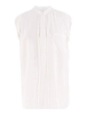 Vince fringe-trimmed silk-crepe shirt