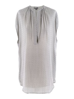 Vince Silk Mosaic Print Blouse