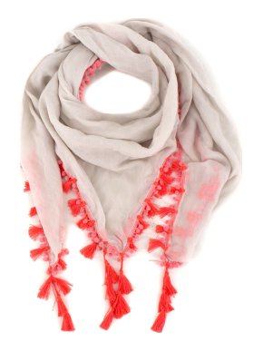 Chan Luu pom-pom trimmed cream scarf