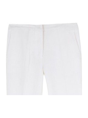 Sandro white slim-fit cropped cloque trousers