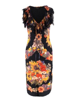 Roberto Cavalli ruffle-trimmed jersey dress