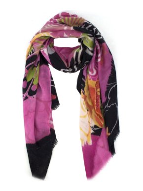 Bespoke Pink and Black Floral Print Scarf