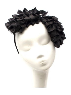 Cherry Chau black ruffle-satin headband