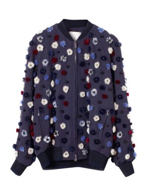 Phillip Lim 3.1 Blue Dandelion Appliqued Bomber Jacket