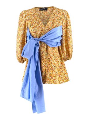 Anna October wrap-waist silk-twill top