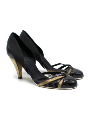 Chanel multi-strap patent leather pumps