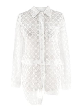 Milly White Sheer Lace Shirt