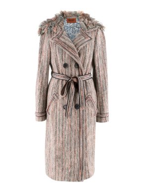 Missoni Blue & Pink Woven Belted Coat